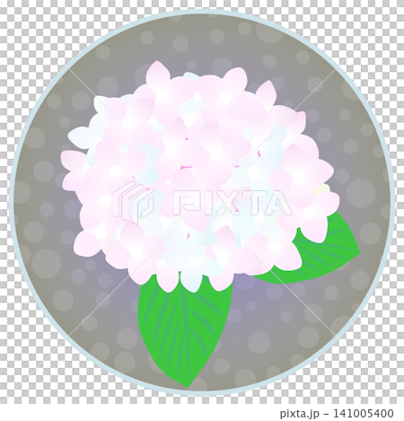 An illustration of light pink hydrangeas against a circular background. An illustration of light pink hydrangeas against a circular background. 141005400