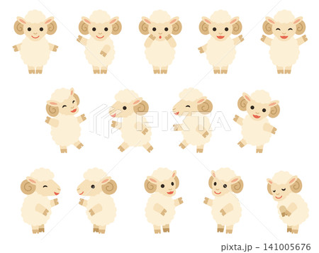 羊のキャラクターのイラストセット 羊のキャラクターのイラストセット 141005676