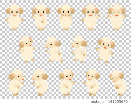 羊のキャラクターのイラストセット 羊のキャラクターのイラストセット 141005676