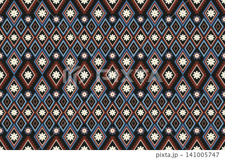 Seamless geometric ethnic oriental pattern. Geometric ethnic pattern. Ethnic pattern design for clothing, textile, wrapping, background, wallpaper, carpet, embroidery, print, vector, illustration 141005747