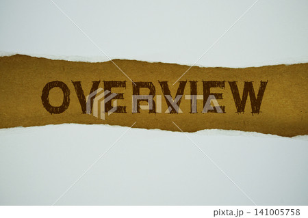 Overview text written on paper craft background Overview text written on paper craft background 141005758