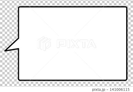 A simple, horizontally elongated, rectangular speech bubble with the nozzle on the left side. A simple, horizontally elongated, rectangular speech bubble with the nozzle on the left side. 141006115