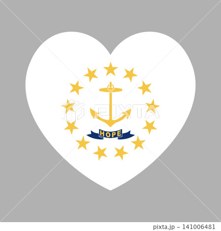 Rhode Island flag heart sticker. Rhode Island State flag heart shaped button, icon. Flag of Rhode Island banner, background in heart shape. Rhode Island flag heart sticker. Rhode Island State flag heart shaped button, icon. Flag of Rhode Island banner, background in heart shape. 141006481