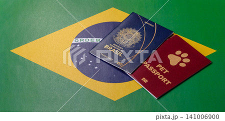 Brazil, Brazilian passport or id document with tickets for flight, travel. Brazilian passport Brazil, Brazilian passport or id document with tickets for flight, travel. Brazilian passport 141006900