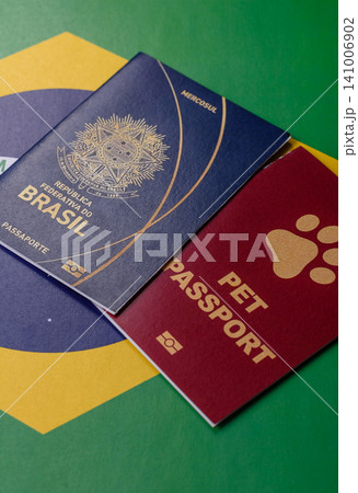 Brazil, Brazilian passport or id document with tickets for flight, travel. Brazilian passport Brazil, Brazilian passport or id document with tickets for flight, travel. Brazilian passport 141006902