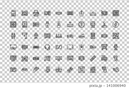 computer component, hardware, electronic vector icon set design outline style. perfect use for logo, presentation, website, and more. simple modern icon set design line style computer component, hardware, electronic vector icon set design outline style. perfect use for logo, presentation, website, and more. simple modern icon set design line style 141006940