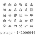 bakery, cooking, and food vector icon set design outline style. perfect use for logo, presentation, website, and more. modern icon set design line style 141006944