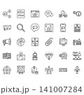 internet marketing, business promotion, advertisement icon set design. perfect to logo, presentation, print, environment, application, and more product. vector icon set design line style 141007284