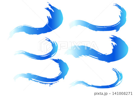 波と海をイメージした手描きブラシストローク ベクターイラスト 141008271