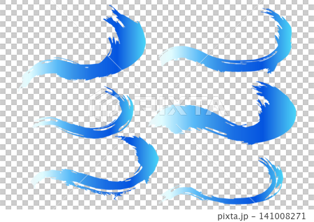 波と海をイメージした手描きブラシストローク ベクターイラスト 141008271