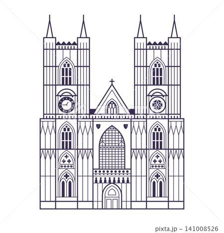 Westminster Abbey Gothic Church in Line Art 141008526