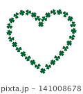 Lucky clover leaves form a heart frame on transparent background Copy space Template. Isolated Vector illustration St Patricks Day designs, greeting cards, branding, packaging, posters or web graphics 141008678