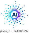 Artificial intelligence AI logo icon with blue gradient circular dots 141008697