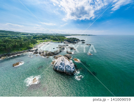 空撮「青森県」種差海岸の白岩・三陸復興国立公園 八戸市 空撮「青森県」種差海岸の白岩・三陸復興国立公園 八戸市 141009059