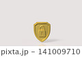Golden Shield Padlock Symbol For Data Security Protection 3d render. 141009710