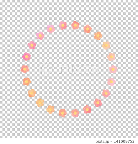 Cute watercolor frame material: Flowers, red tones, round shape Cute watercolor frame material: Flowers, red tones, round shape 141009752