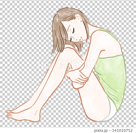 Woman holding a knee Woman holding a knee 141010752