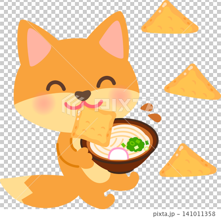 A fox character eating Kitsune Udon A fox character eating Kitsune Udon 141011358