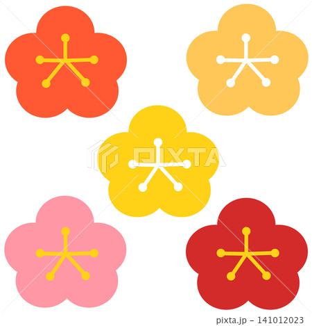 シンプルな梅の花のセット 141012023