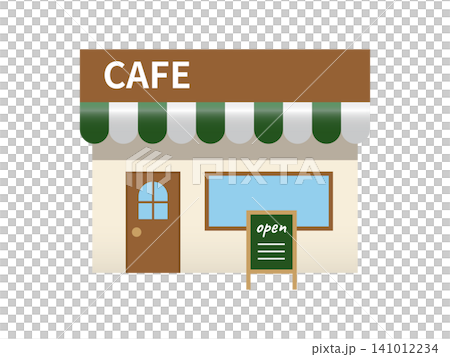 Illustration of a cafe's exterior and sign (coffee shop, shop, building, vector, transparent background) Illustration of a cafe's exterior and sign (coffee shop, shop, building, vector, transparent background) 141012234