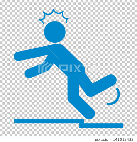 Caution: Risk of falls (steps) / Pictogram for household accidents and elderly care prevention Caution: Risk of falls (steps) / Pictogram for household accidents and elderly care prevention 141012432