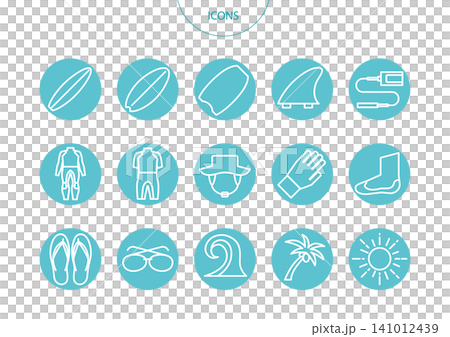 Surfing Icon Pictogram Vector Illustration Set 141012439
