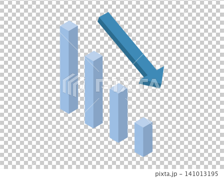3D bar graph with downward arrow illustration (Business, Economy, Decrease, 3D, Vector, Transparent Background) 3D bar graph with downward arrow illustration (Business, Economy, Decrease, 3D, Vector, Transparent Background) 141013195