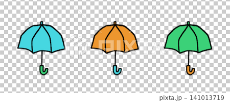 色彩繽紛的手繪雨傘顏色組合套裝 141013719