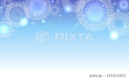 グラデーションカラーの背景が美しい打上花火のイラスト背景 141013823