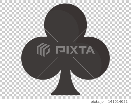 A clover illustration icon from a deck of playing cards (club suit, black, game, vector, transparent background). A clover illustration icon from a deck of playing cards (club suit, black, game, vector, transparent background). 141014031