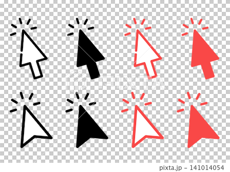 A set of simple mouse cursor icon illustrations. A set of simple mouse cursor icon illustrations. 141014054