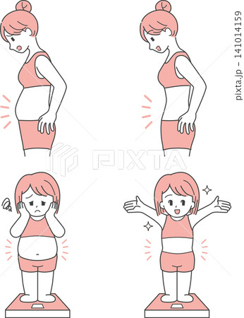 イラスト ダイエット 女性 ビフォーアフター イラスト ダイエット 女性 ビフォーアフター 141014159