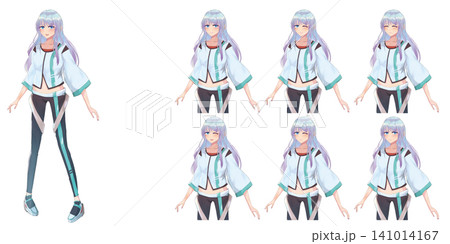 サイバーパンクの女の子キャラクターtrpg・ゲーム全身立ち絵 - アニメ・漫画風イラスト サイバーパンクの女の子キャラクターtrpg・ゲーム全身立ち絵 - アニメ・漫画風イラスト 141014167