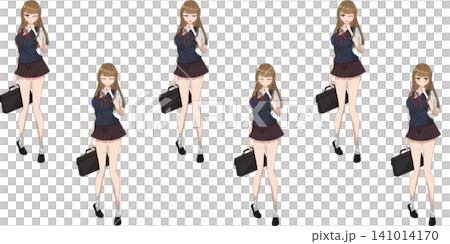 Blonde high school girl character full-body illustration for TRPG/game - Anime/manga style illustration set Blonde high school girl character full-body illustration for TRPG/game - Anime/manga style illustration set 141014170