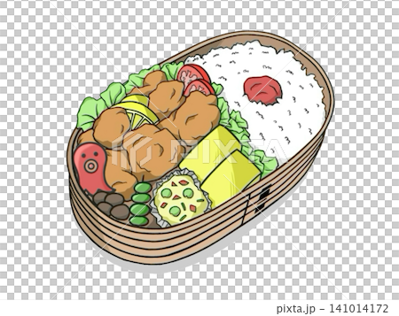 An illustration of a homemade fried chicken bento box. An illustration of a homemade fried chicken bento box. 141014172