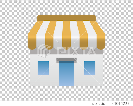 商店扁平化插圖圖示（店鋪、商店、建築物、電子商務、向量圖、透明背景） 141014228