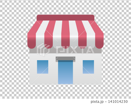 お店のフラットイラストアイコン（店舗・ショップ・建物・EC・ベクター・背景透過） 141014230