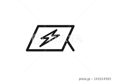ソーラーパネルの線画アイコン　発電・停電対策 141014565