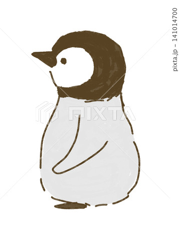 横を向いて立つペンギンの赤ちゃんのイラスト 横を向いて立つペンギンの赤ちゃんのイラスト 141014700