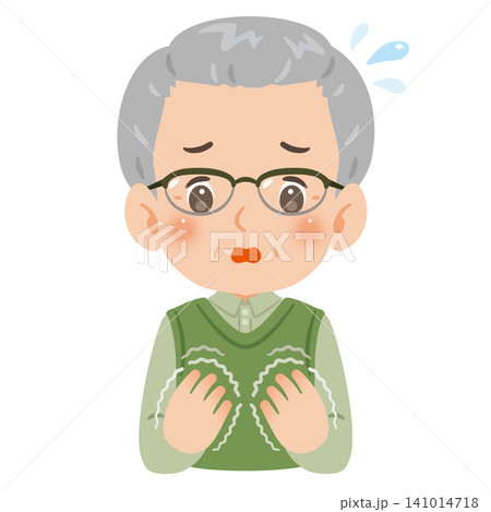 手が震えるシニア男性イラスト 手が震えるシニア男性イラスト 141014718