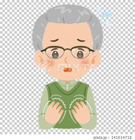 手が震えるシニア男性イラスト 手が震えるシニア男性イラスト 141014718