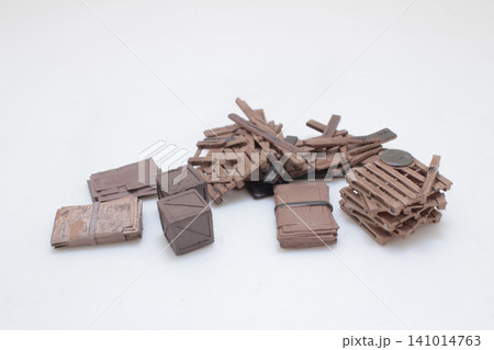 Miniature Wooden Debris And Crates Pile Arrangement Miniature Wooden Debris And Crates Pile Arrangement 141014763