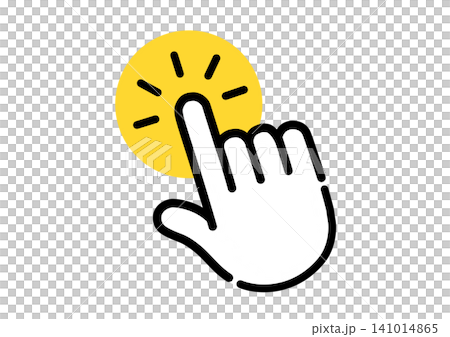 Simple hand pointer icon illustration (yellow) Simple hand pointer icon illustration (yellow) 141014865