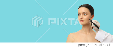 Young woman receiving cosmetic treatment in a modern studio 141014951
