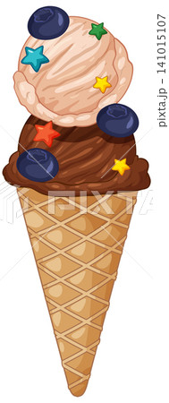 Double Scoop Ice Cream Cone with Blueberries and Star Sprinkles 141015107