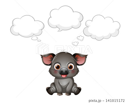 Cute Cartoon Wombat Sitting with Three Blank Thought Bubbles Cute Cartoon Wombat Sitting with Three Blank Thought Bubbles 141015172