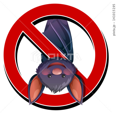 No Bats Allowed Sign with Cartoon Bat Illustration 141015195