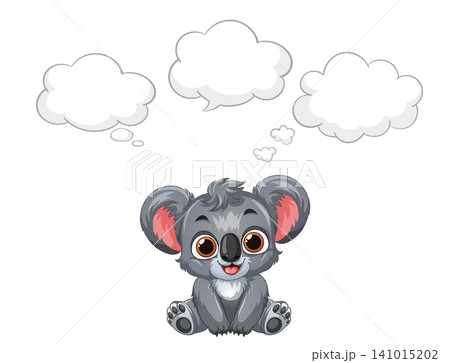 Cute Cartoon Koala Character with Blank Thought Bubbles Vector Illustration 141015202