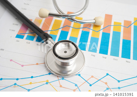 Stethoscope on graph paper, Finance, Account, Statistics, Investment, Analytic research data economy and Business company concept. Stethoscope on graph paper, Finance, Account, Statistics, Investment, Analytic research data economy and Business company concept. 141015391