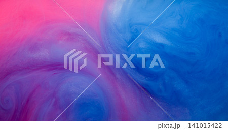 Fume explosion. Steam flow. Blue pink shimmering mist emulsion paint stream hypnotic blend. Dissolve pigment fluid abstract color background. Fume explosion. Steam flow. Blue pink shimmering mist emulsion paint stream hypnotic blend. Dissolve pigment fluid abstract color background. 141015422